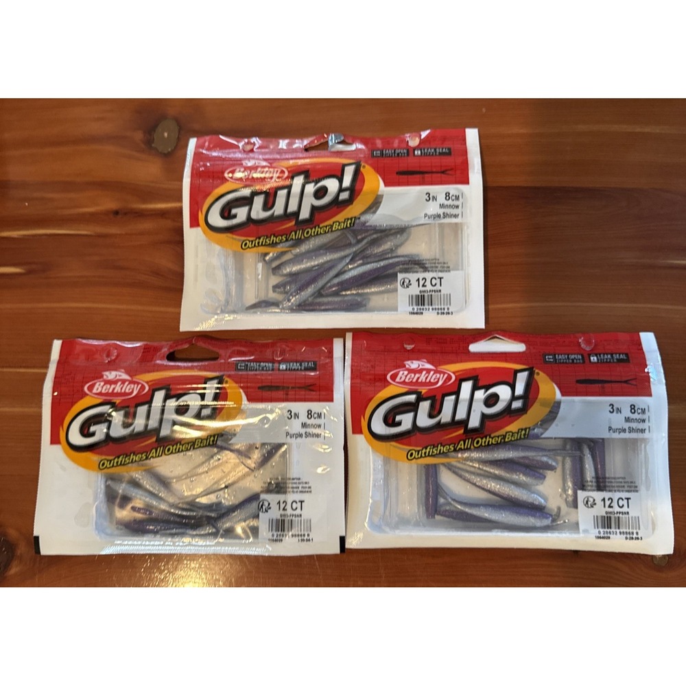 Berkley Gulp 3" Minnow - Purple Shinner (3 Packs) 12 Count 36 Baits NIP